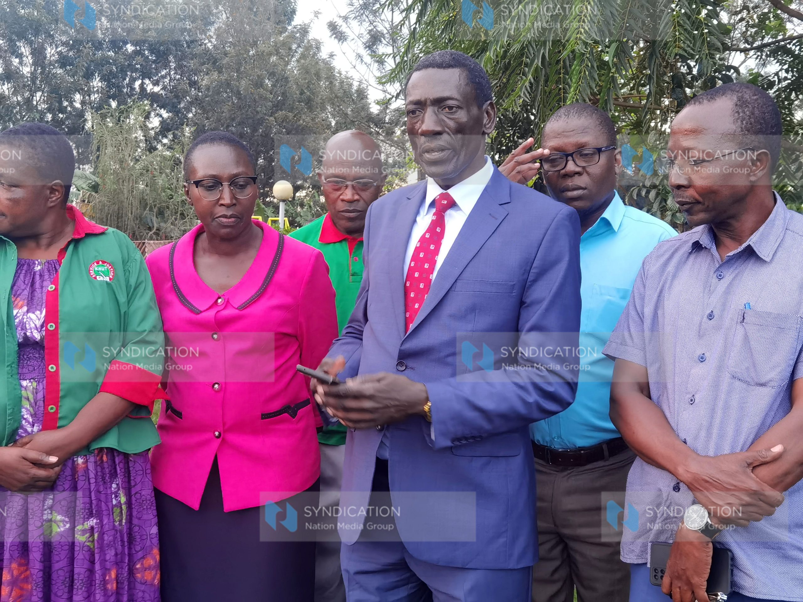 KNUT Secretary General Mr. Collins Oyuu addressing journalists