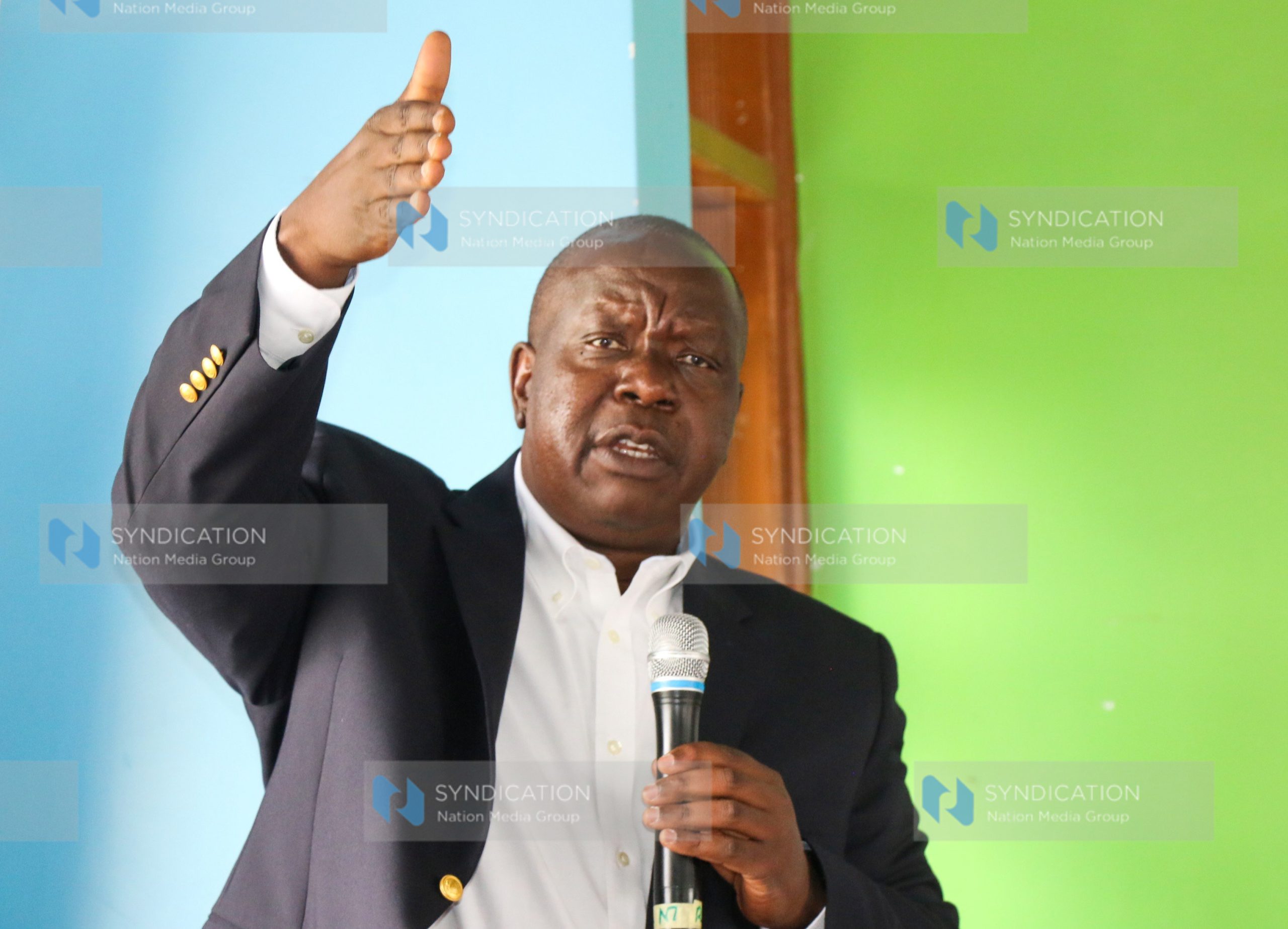 Jubilee Party flag bearer, Dr Fred Matiang’i address the party’s supporters