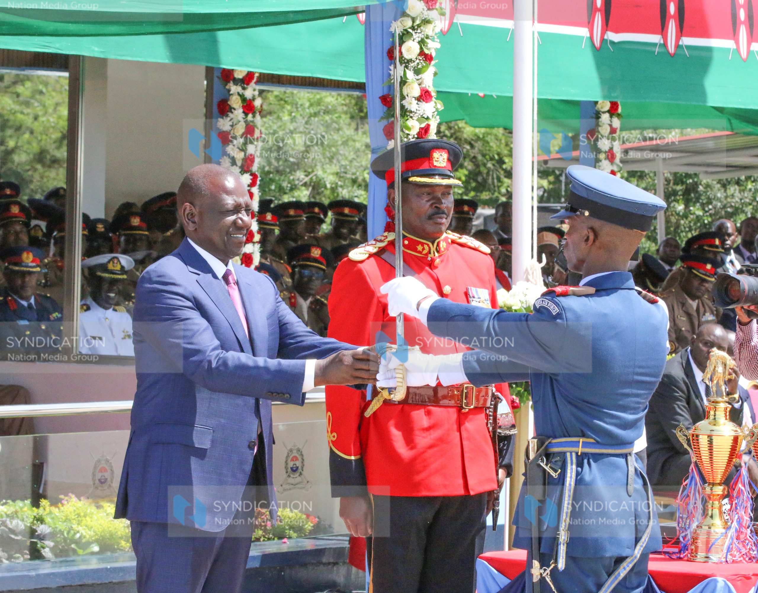 President William Ruto awards best cadets during the commissioning parade of 309 cadets