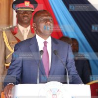 President William Ruto makes his address during the commissioning parade of 309 cadets