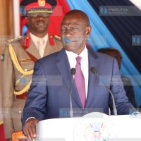 President William Ruto makes his address during the commissioning parade of 309 cadets