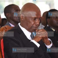 KANU Chairman Gideon Moi attends the burial ceremony of his sister, June Moi