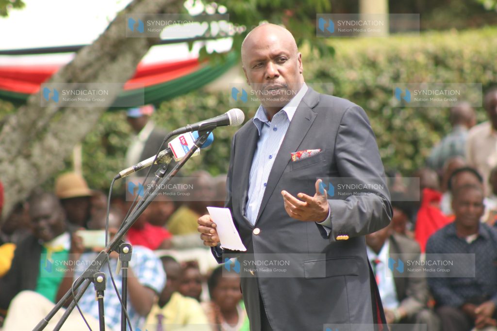 Baringo Senator Gideon Moi addresses delegates from the Mount Kenya region