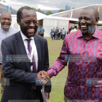 President William Ruto shares a light moment with Kisumu Governor Anyang' Nyong'o