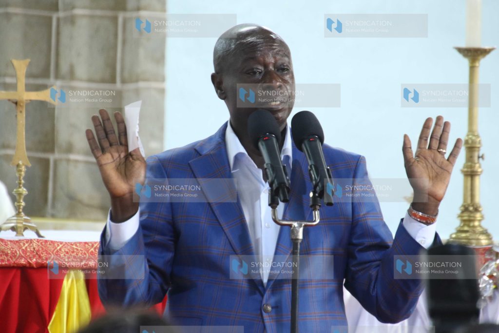 Deputy President Rigathi Gachagua addresses the faithfuls