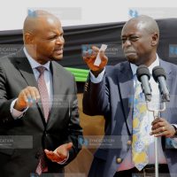 Deputy President Rigathi Gachagua consults with Agriculture CAS Daniel Wamahiu