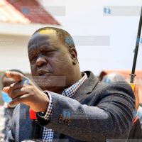 Interior Cabinet Secretary Fred Matiang’i addresses wananchi at Mweiga town