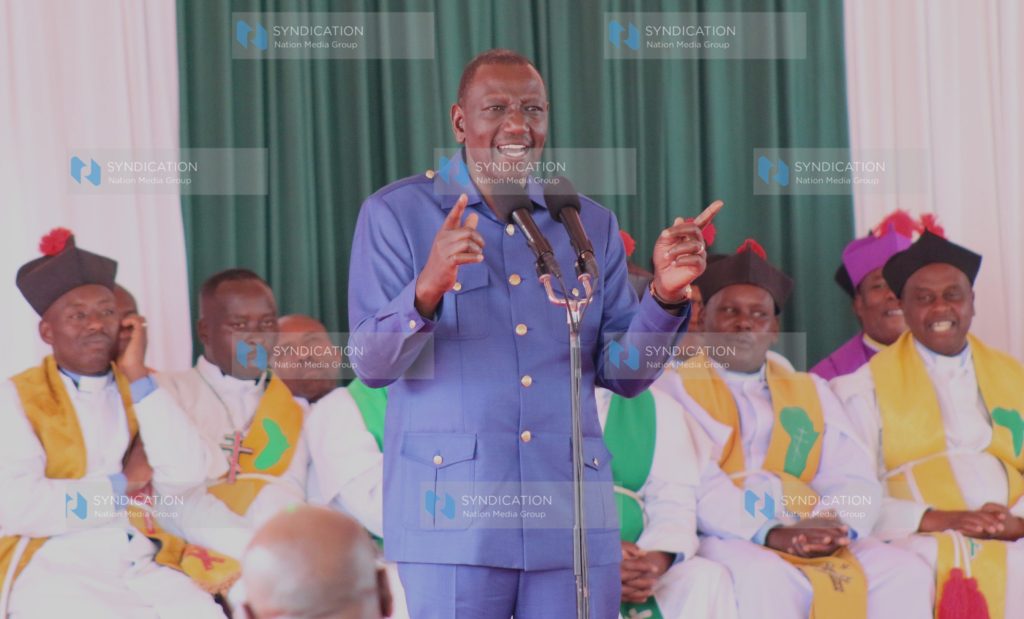 President William Ruto addresses faithful