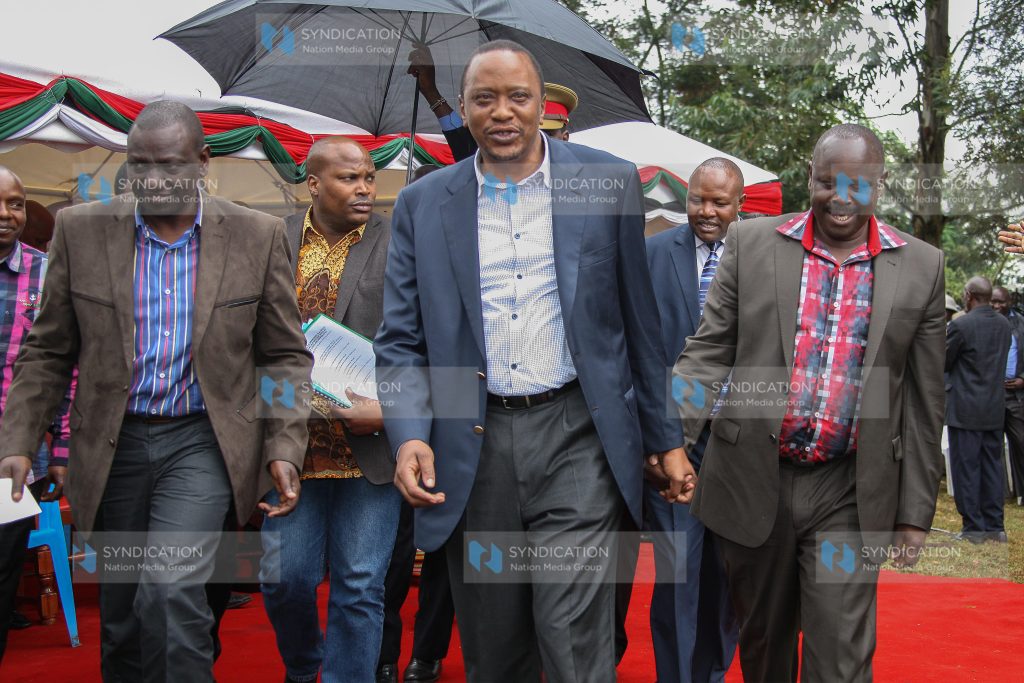 President Uhuru Kenyatta with his Deputy William Ruto, and Bomet Governor Isaac Ruto