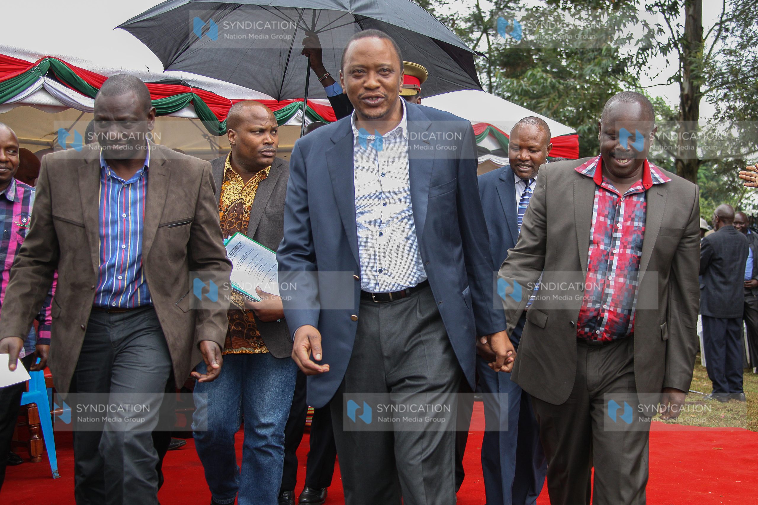 President Uhuru Kenyatta with his Deputy William Ruto, and Bomet Governor Isaac Ruto