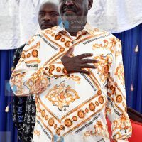 Raila Odinga in prayer during the Azimio Parliamentary Group meeting