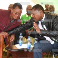 Bungoma Senator Moses Wetangula with Kakamega Deputy Governor Prof. Philip Kutima