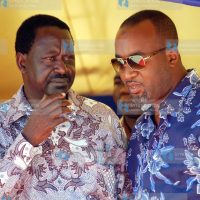 Raila Odinga together with assistant minister for transport Ali Hassan Joho