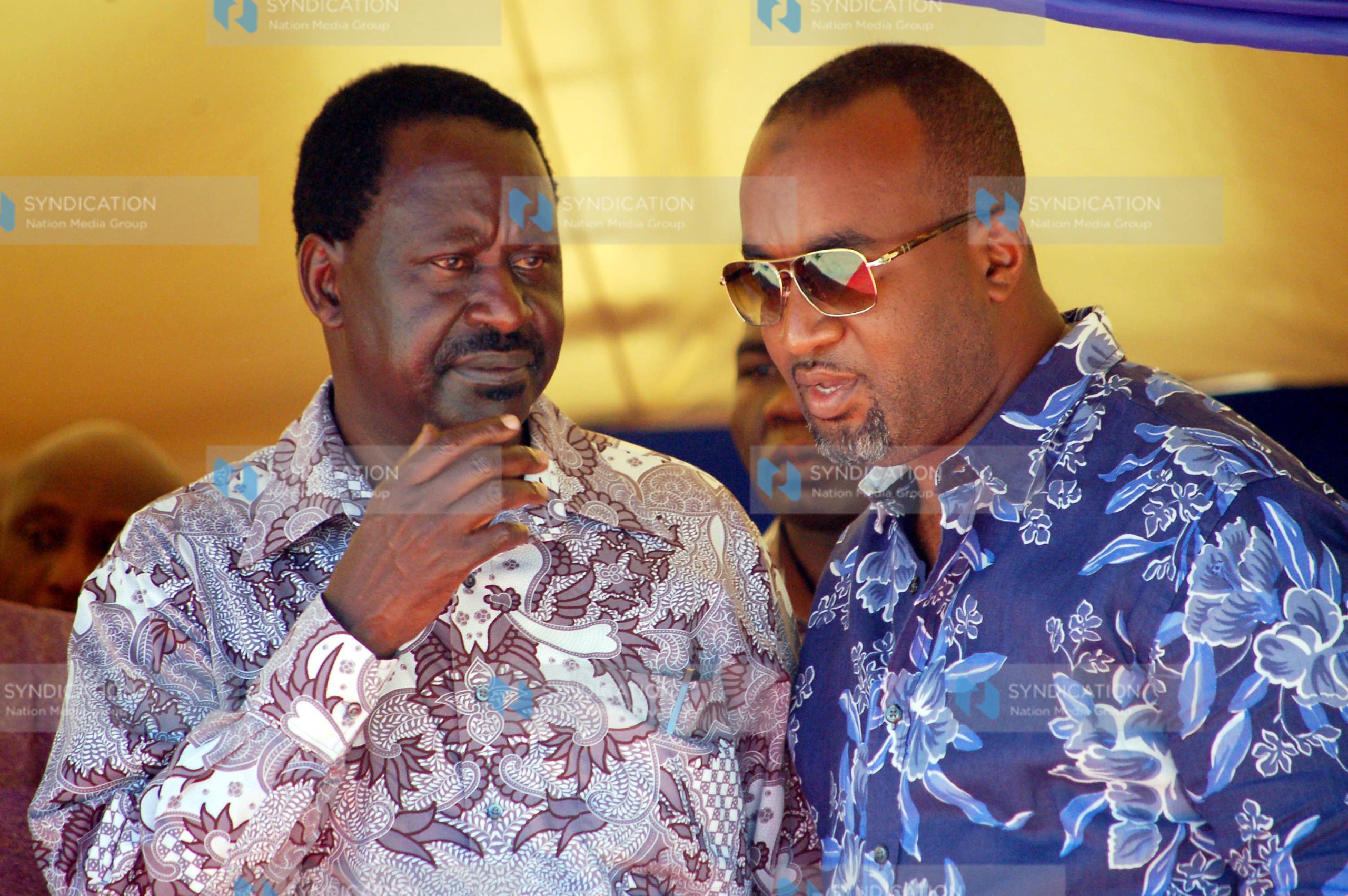 Raila Odinga together with assistant minister for transport Ali Hassan Joho