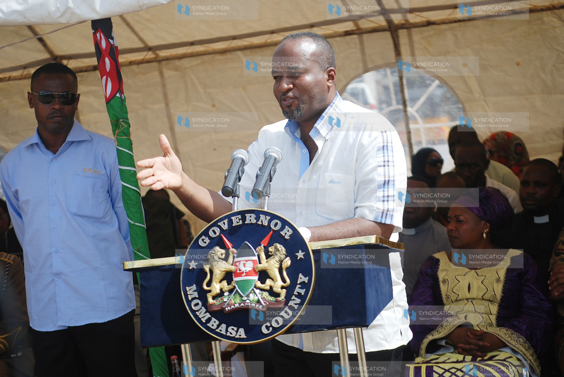 Mombasa governor Ali Hassan Joho addressing county residents