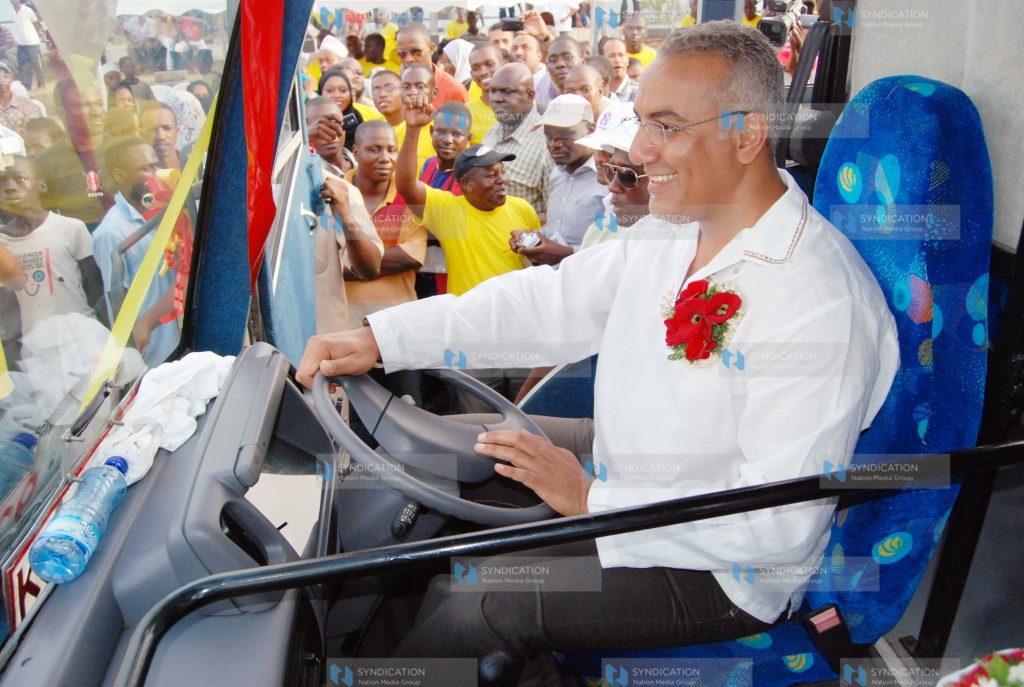Tourism Minister Najib Balala tries to drive off a manyanga minibus