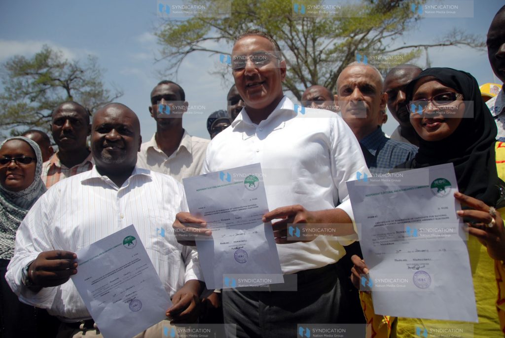 Mombasa Representatives display their nomination certificates after being cleared by the IEBC
