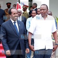 Somali President Hassan Sheikh Mohammed with President Uhuru Kenyatta
