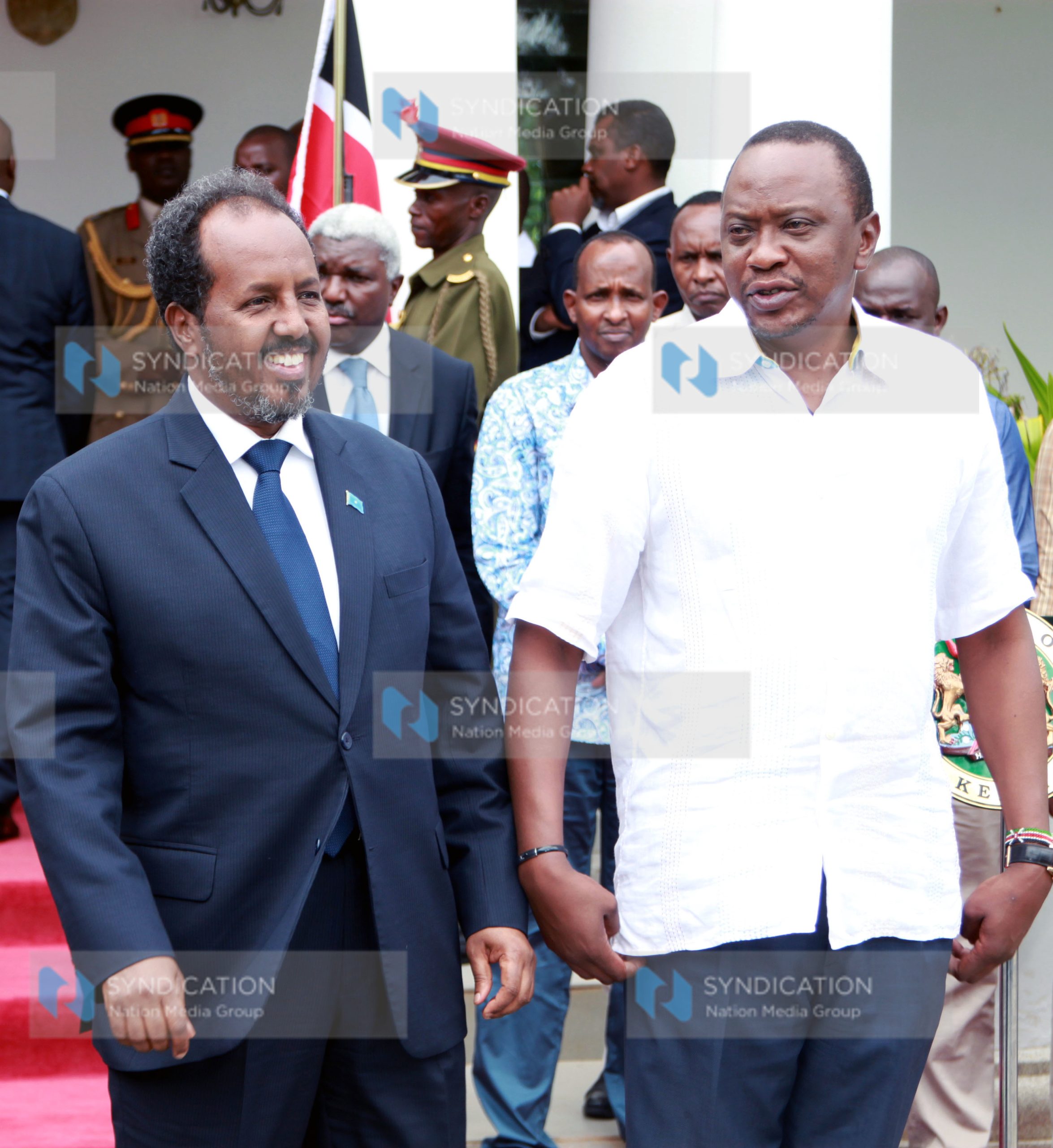 Somali President Hassan Sheikh Mohammed with President Uhuru Kenyatta