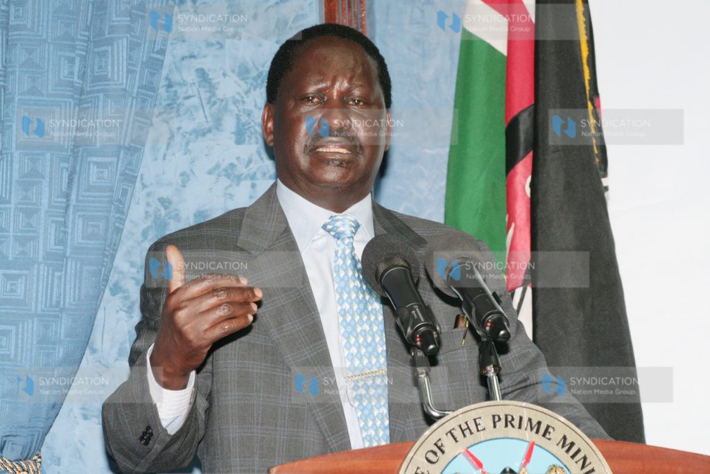 Prime Minister Raila Odinga addresses a press conference