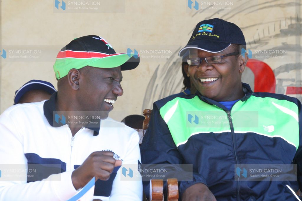 Suspended Higher Education Minister William Ruto and Sports Minister Paul Otuoma