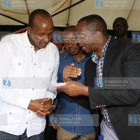 National Assembly Majority Leader Aden Duale, Senate Majority Leader Kithure Kindiki, and Dagoretti South MP Dennis Waweru