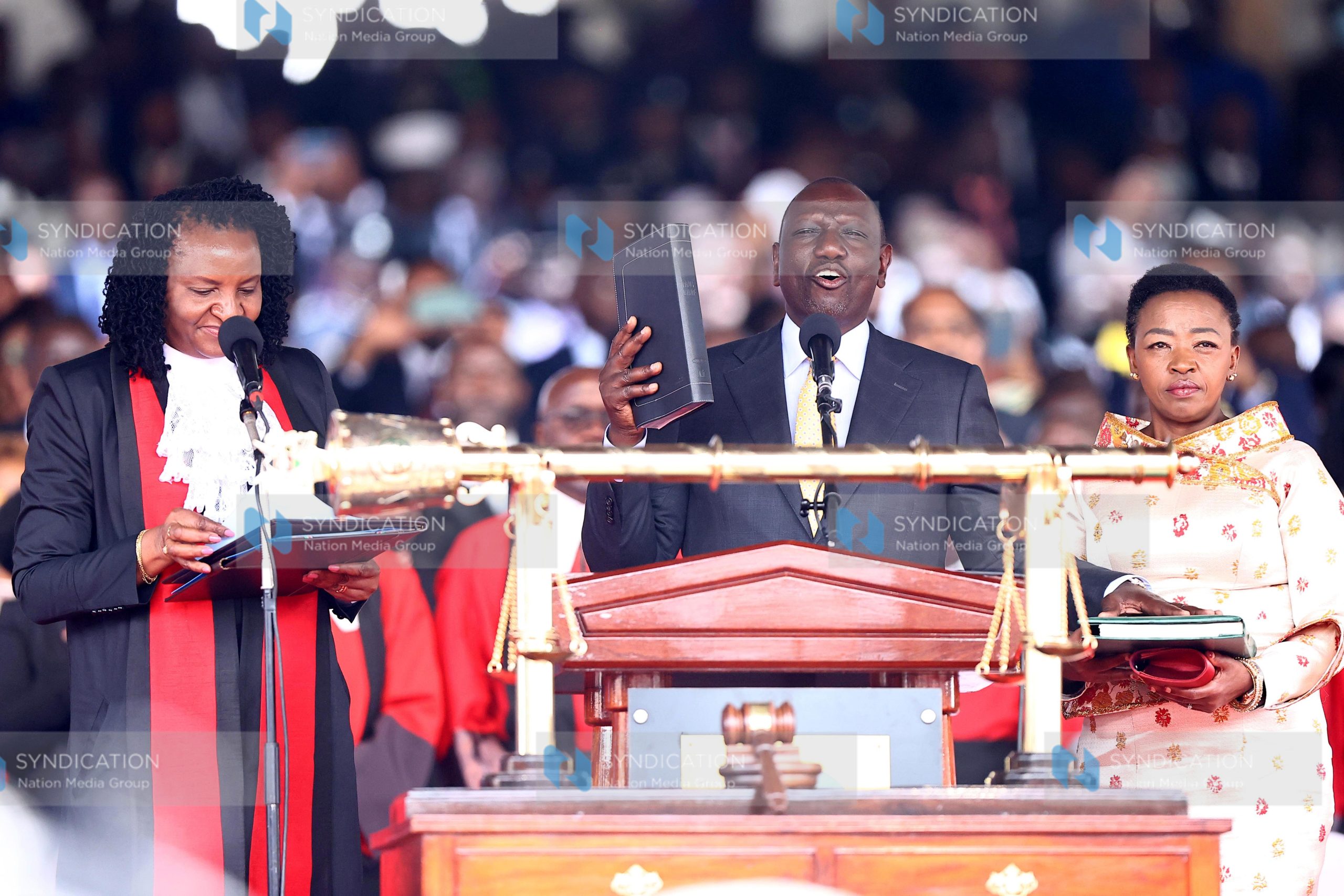 President William Ruto beside his wife First Lady Rachel Ruto takes oath of Office