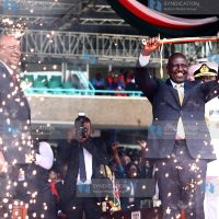 Incoming President William Ruto receives sword from Outgoing President Kenyatta