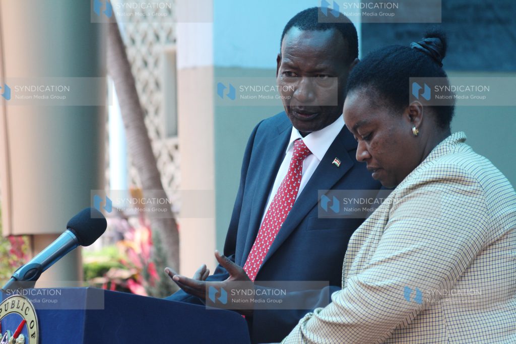Interior and Co-ordination of National Government cabinet secretary Joseph Ole Nkaissery with his principal secretary Monica Juma