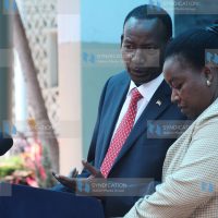 Interior and Co-ordination of National Government cabinet secretary Joseph Ole Nkaissery with his principal secretary Monica Juma