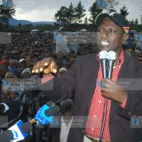 William Ruto addresses a political rally at Chebunyo primary grounds