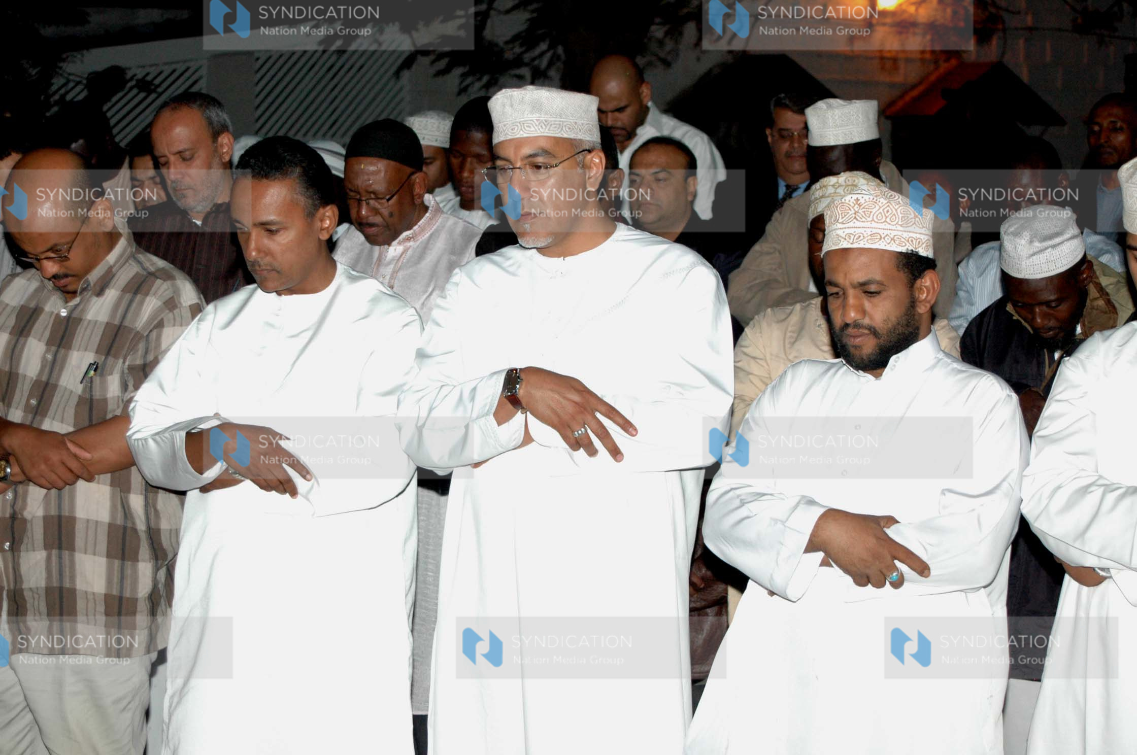 Tourism Minister Najib Balala (center) joins Muslim faithful
