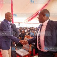 Moses Kuria greets Makueni Governor Mutula Kilonzo Junior