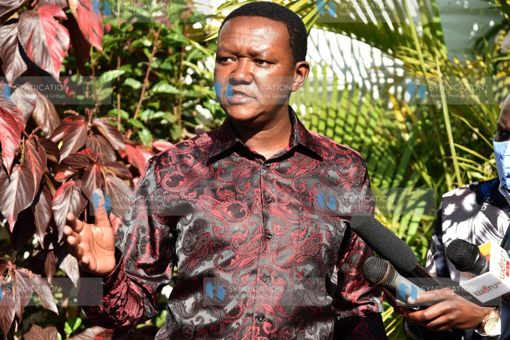 Machakos Governor Alfred Mutua addresses the press