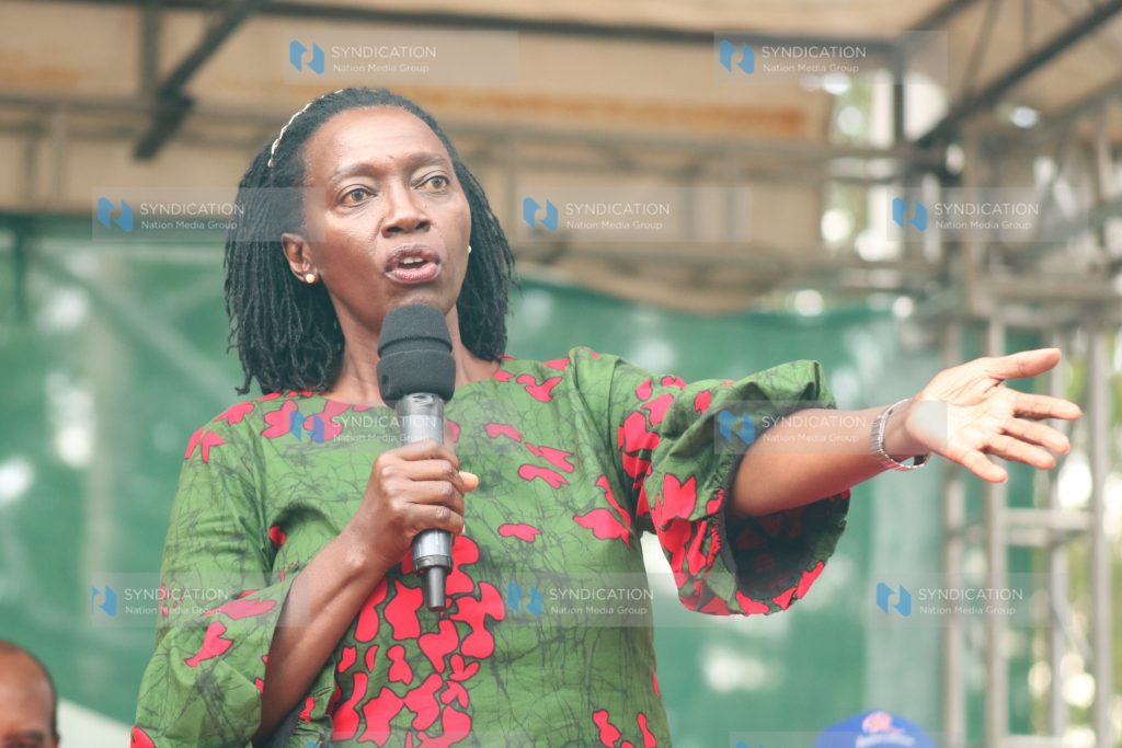 Martha Karua speaking during Azimio rally