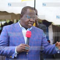 Dr Fred Matiang'i speaking at Tombe area in Nyamira county,