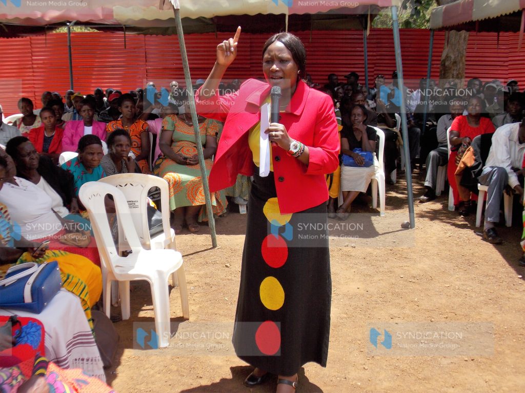 Runyenjes MP Cecily Mbarire address opinion leaders from Kyeni location