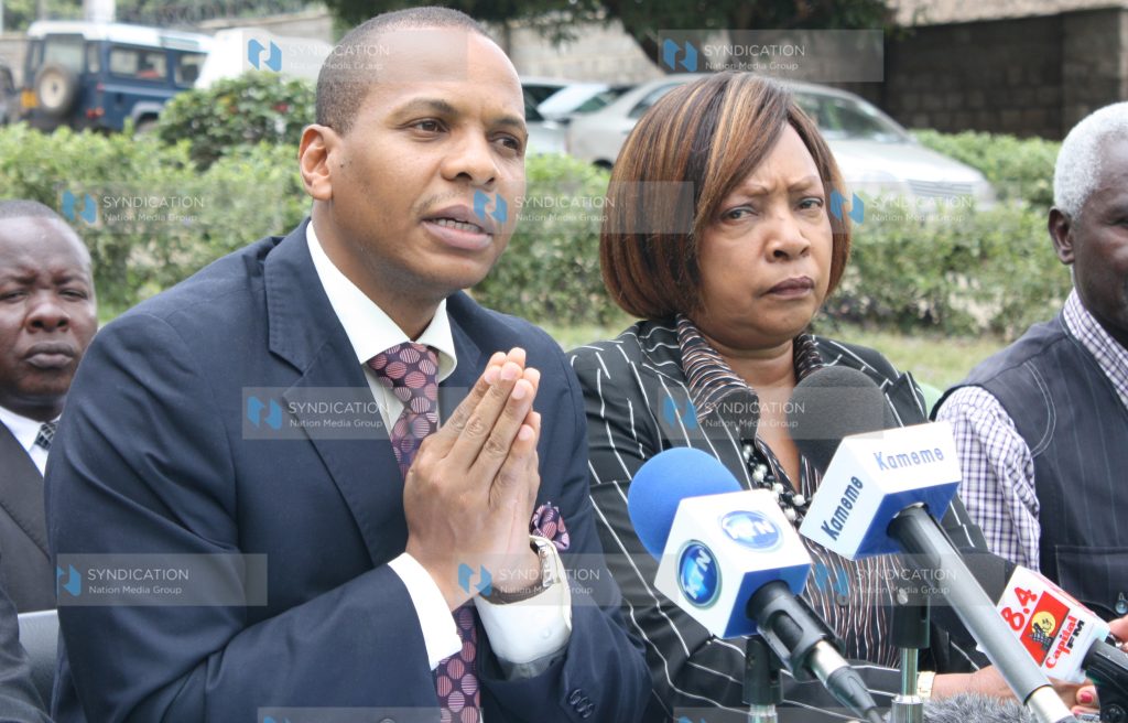 Narc Kenya party secretary general Danson Mungatana gives a statement to media