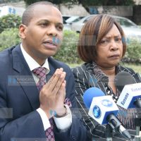 Narc Kenya party secretary general Danson Mungatana gives a statement to media