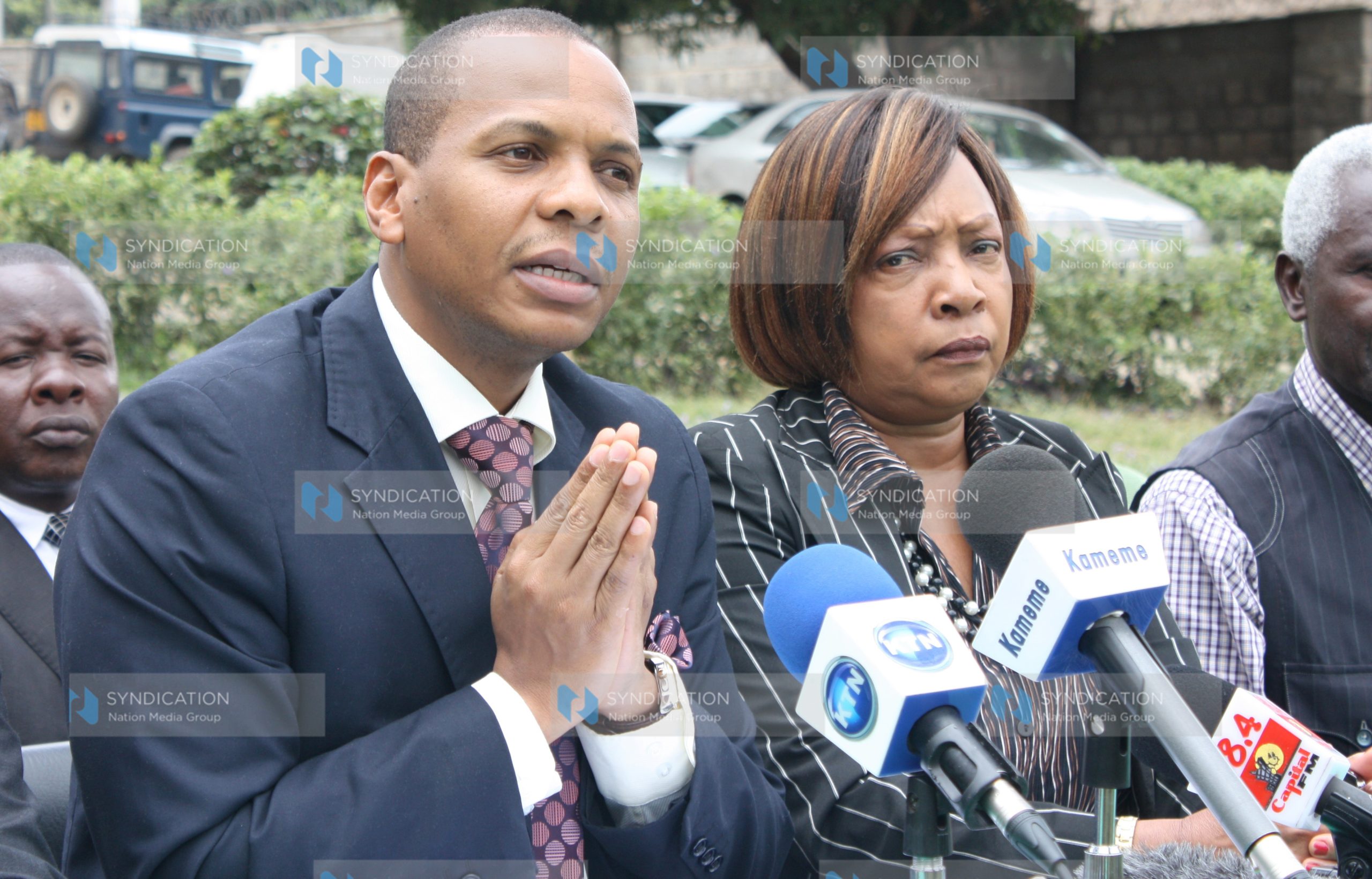 Narc Kenya party secretary general Danson Mungatana gives a statement to media