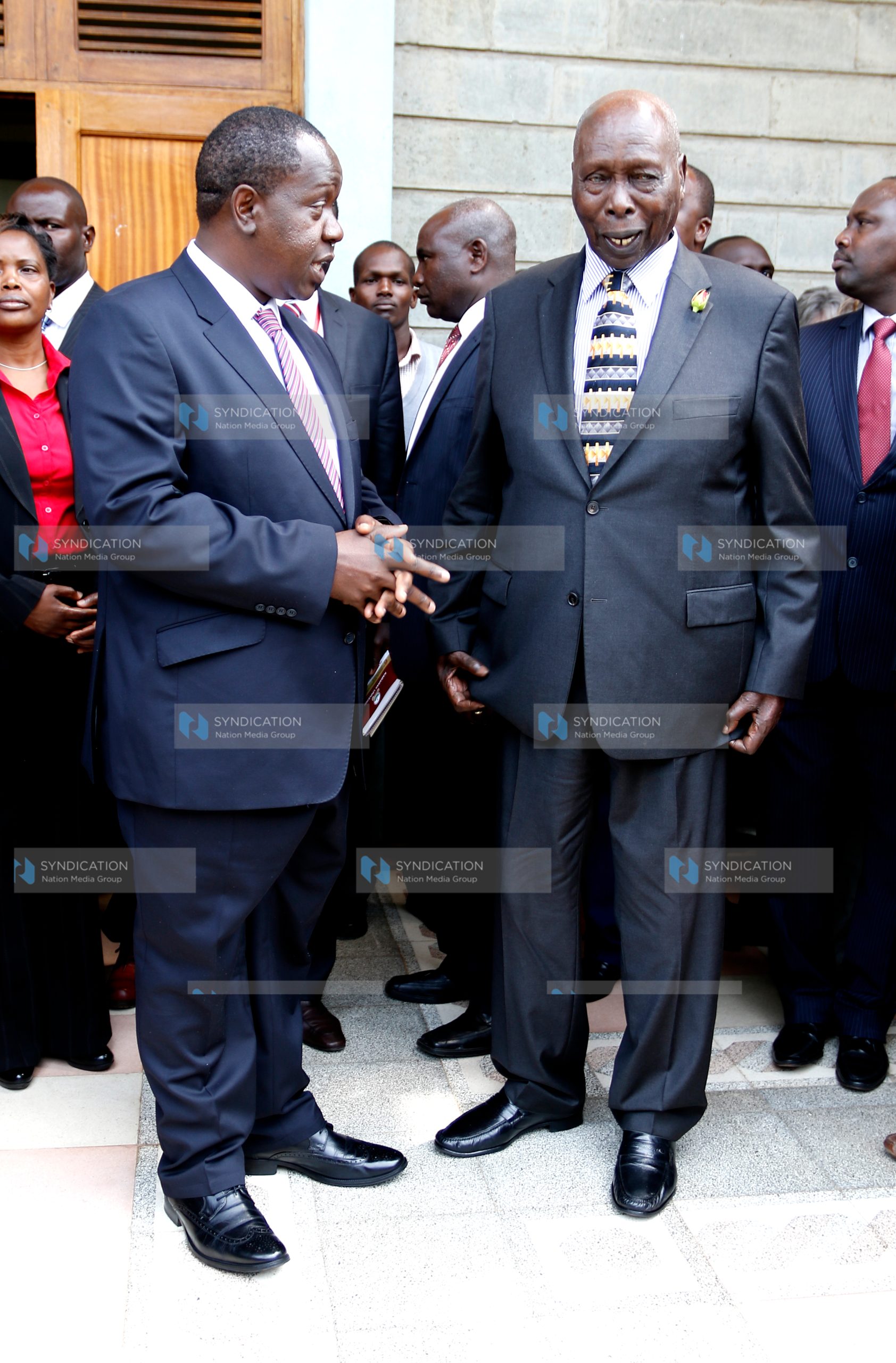 Education Cabinet Secretary Fred Matiang’i has a word with former President Daniel Arap Moi
