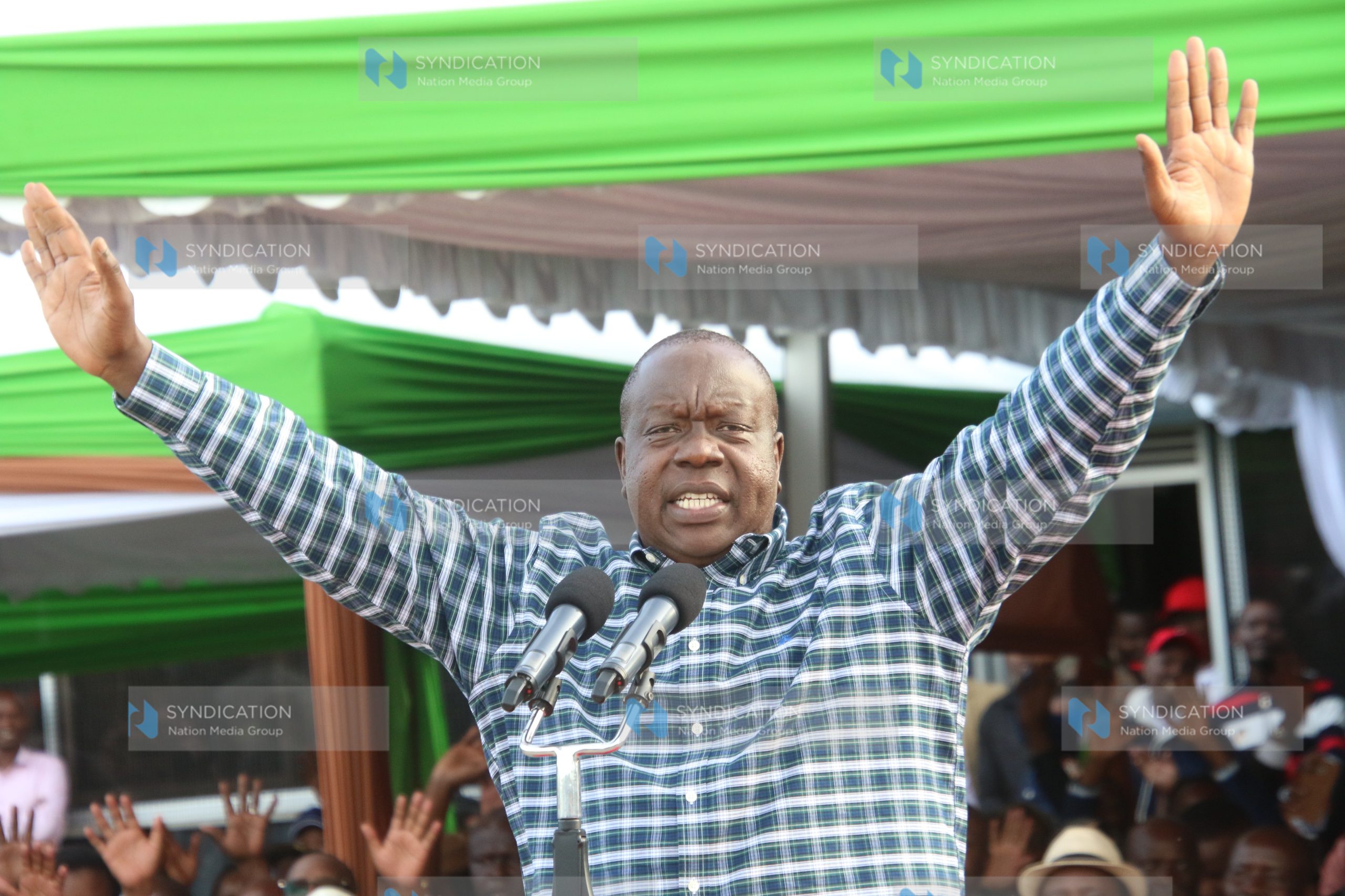 Former Interior CS Fred Matiang’i addresses a meeting