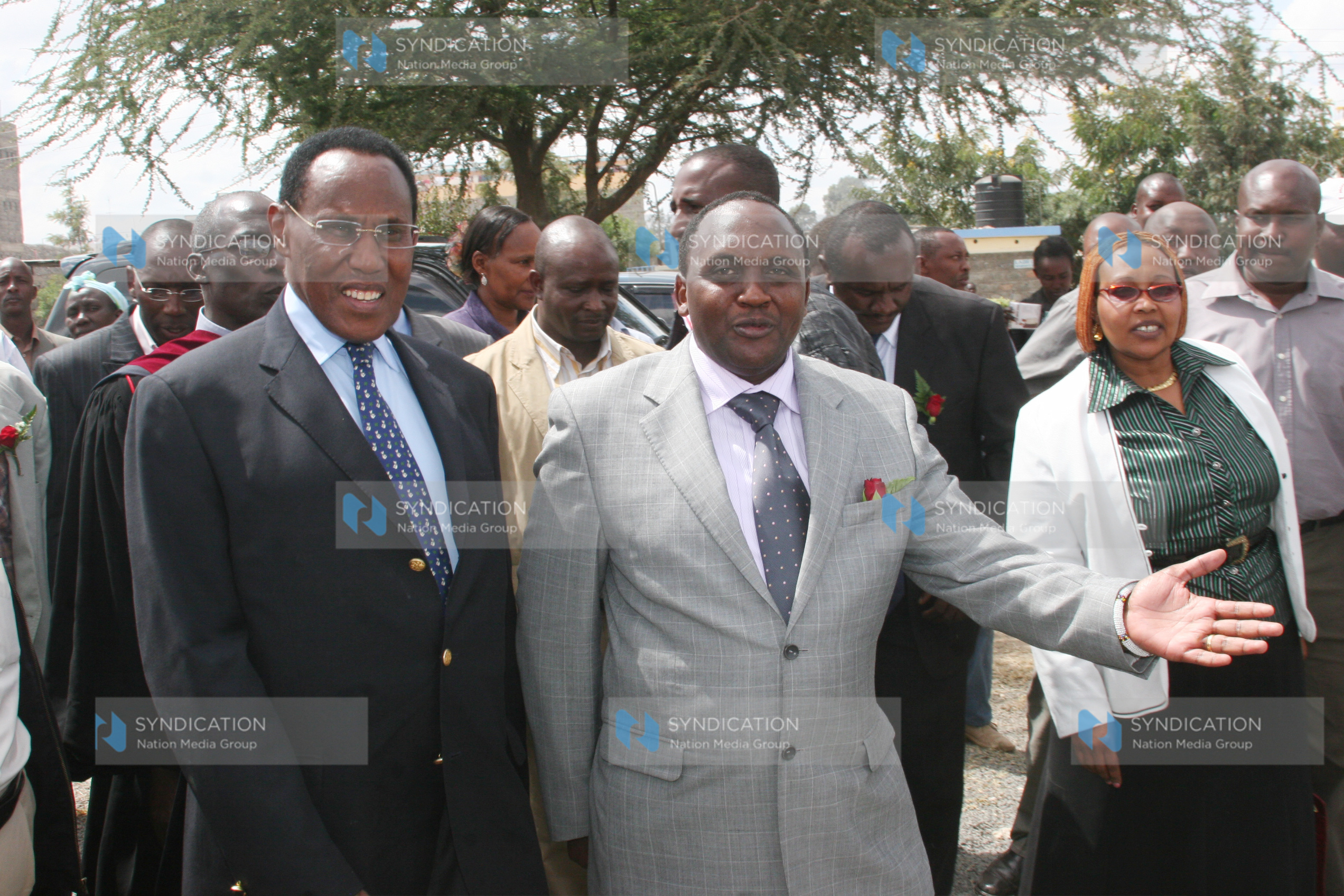 Internal Security Minister Professor George Saitoti, being welcomed by a Church elder Mr. Raphael Kapai