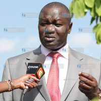 Prof Tom Ojienda speaking to the press at a Nairobi Hotel
