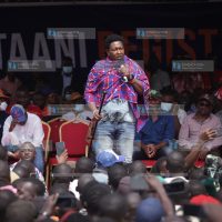 Narok Senator Ledama Ole Kina addresses a crowd in Siaya town