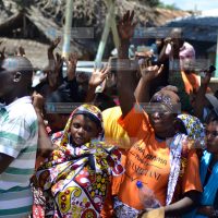 CORD supporters at a campaign rally for the Lunga Lunga by-election at Shimoni, Kwale County