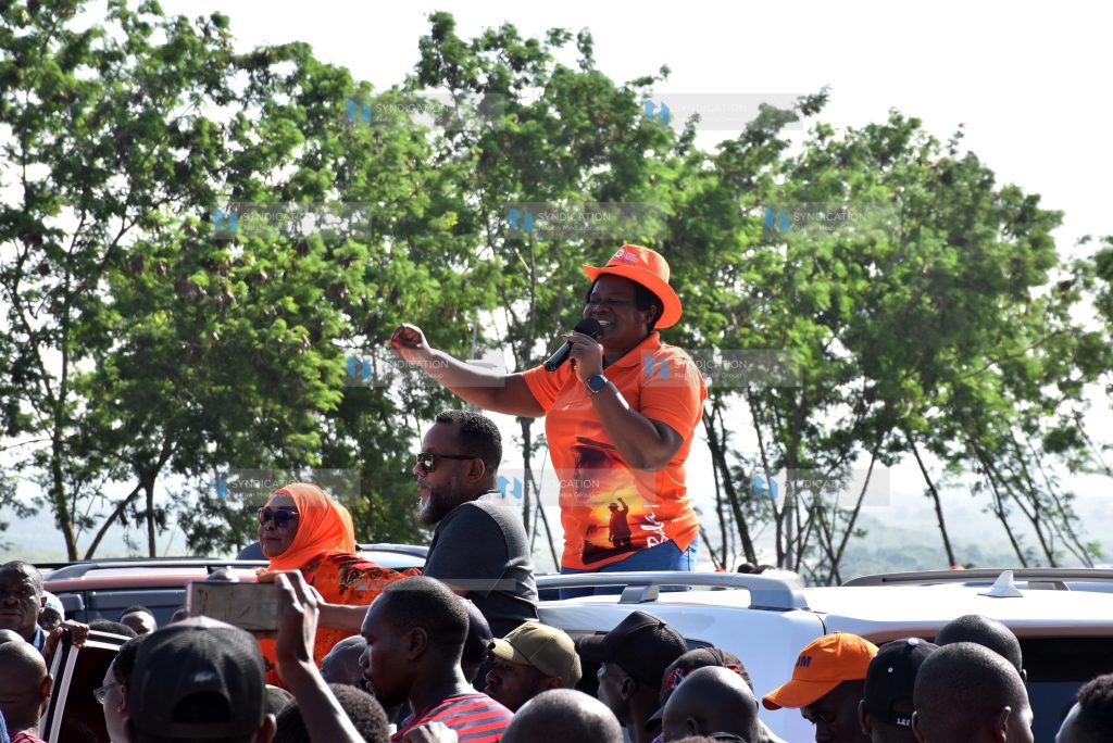 Homabay Governor Gladys Wanga addresses supporters
