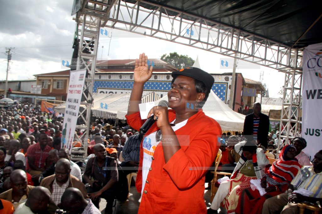 Gladys Wanga at the cord rally in Kibera