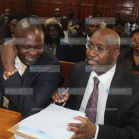 Lawyer Tom Ojienda (left) for Dr Muhammad Swazuri, with lawyer Anthony Njoroge