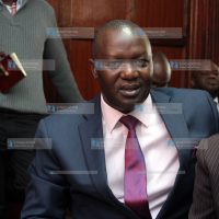 Senior Counsel Prof Tom Ojienda follows proceedings at the Milimani Law Courts